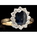 A sapphire and diamond cluster ring,