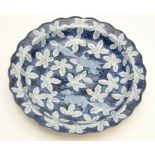 Ming style blue and white 'squirrel and grape' dish,