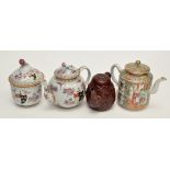 Chinese famille rose 'Canton' teapot and cover, height 14.