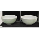 Pair of carved Chinese celadon bowls,