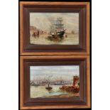 Bernard Benedict Hemy (1845-1913) Views in North Shields Harbour, signed, oil on board, 14.5 x 22.