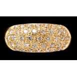 A diamond dress ring, set with forty brilliant cut diamonds in five rows,