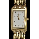 Tissot: an 18k lady's wristwatch, with rectangular white dial and baton numerals,