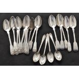 Eleven George IV silver teaspoons, by Andrew Wilkie, Edinburgh 1824,