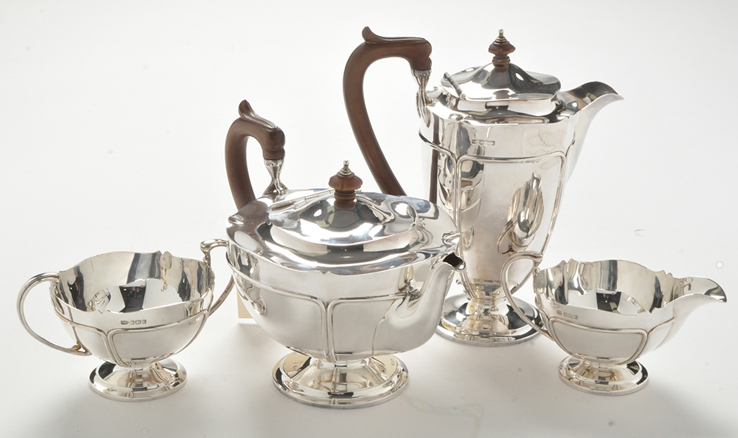 A George V four-piece silver tea service, by Mappin & Webb, Sheffield 1915,