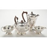 A George V four-piece silver tea service, by Mappin & Webb, Sheffield 1915,