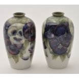 Pair of Moorcroft 'Pansy' vases,