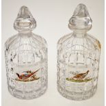 Pair of cut glass 'Shooting' decanters and stoppers,