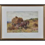 John Atkinson (1863-1924) A hay cart on a hill, signed, watercolour, 19 x 28cms; 7 1/2 x 11in.