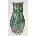 Chinese famille verte square section baluster square shaped vase,