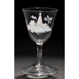 Attributed to Beilby: white enamelled wine glass,