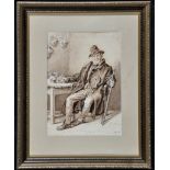 Ralph Hedley, RBA (1848-1913) "An old countryman seated at the table inside an inn...