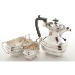 A George VI three piece silver tea service, by Walker & Hall, Sheffield 1939,