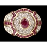 A ruby and diamond dress ring,