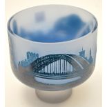 Peter Furlonger (Glass by Jill Ellinsworth): a Newcastle & Gateshead glass pedestal bowl,