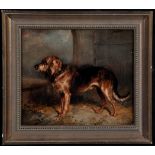 Attributed to George Armfield (19th Century) Portrait of a hound in a stable,