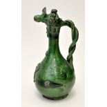 Turkish Canakkale green glaze ewer,