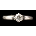 A single stone solitaire diamond ring, the brilliant cut diamond weighting approximately 0.