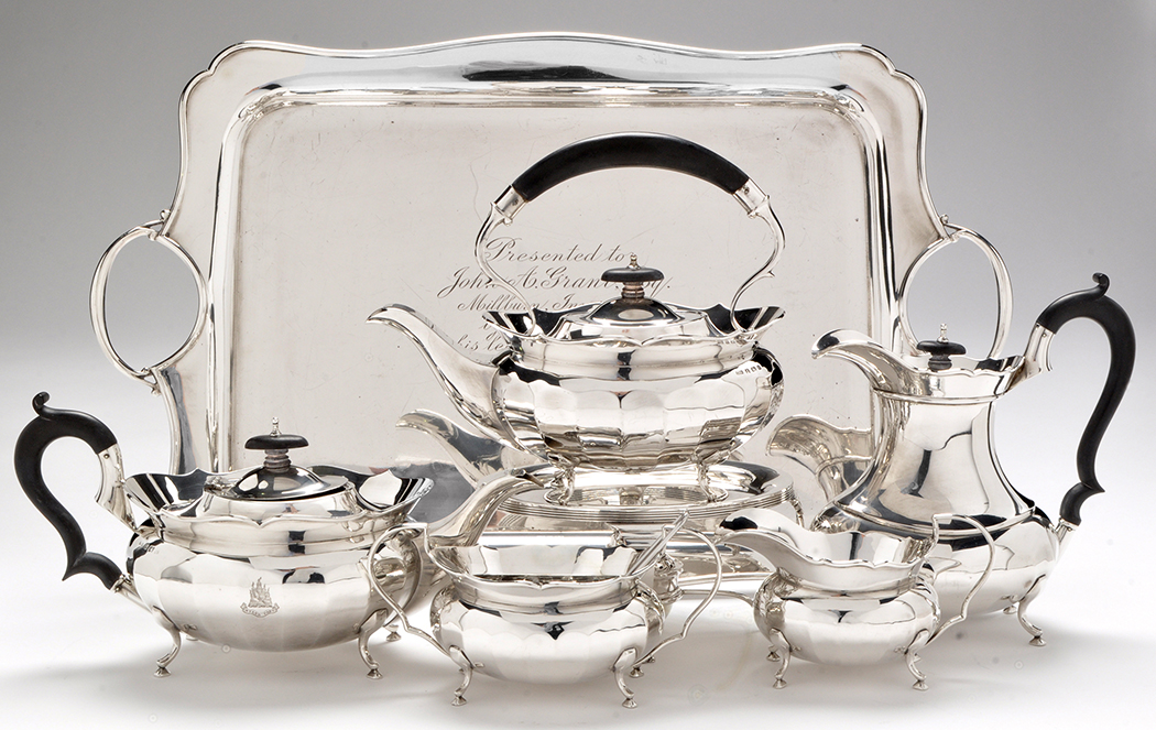 A George V six piece silver tea service, by Duncan & Scobbie, Birmingham and Sheffield 1926,