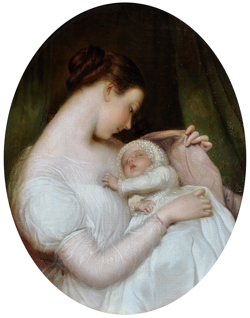 Attributed to James Sant, CVO, RA (1820-1916) "Mother and Child", oil on canvas 45.