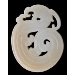 Pale celadon Chinese jade Phoenix plaque,