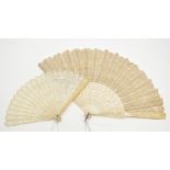 Chinese 19th Century carved ivory fan,