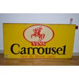 'Vins Carrousel' tin advertising sign, inscribed "Vins de Haute Race", 200 x 100cms.