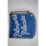 'Players Tobacco and Cigarette' enamel advertising sign, inscribed "Players Please", double sided,