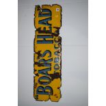 'Boar's Head Tobacco' enamel advertising sign, by Bruton, Palmers Green, 76 x 23cms.