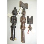 Two Yoruba Shango dance wands,