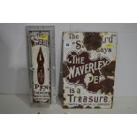 The 'Waverley Pen' enamel advertising sign, with raised nib design, 7 x 28cms,