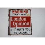 'London Opinion Magazine' enamel advertising sign,