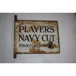 'Players Navy Cut Tobacco & Cigarettes' enamel advertising sign, double sided,