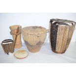 African tribal animal skin drums.