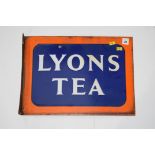 'Lyons Tea' enamel advertising sign, double sided, 41 x 30cms.