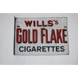 'Wills Gold Flake Cigarettes', enamel advertising sign, double sided, 39 x 28cms.