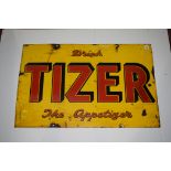 'Tizer' enamel advertising sign, inscribed "Drink Tizer The Appetiser", 76 x 51cms.