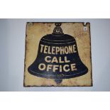 'Telephone Call Office' enamel display sign, double sided, 48 x 48cms.