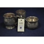 Three silver christening cups, makers to include: Addie Bros.; Joseph Gloster ; and Reid & Sons, 9.