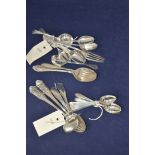 Silver teaspoons, to include: five, by John Round; a sifting spoon,