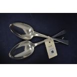 A pair of silver tablespoons, by W.E., London 1820, 4.1oz. gross.