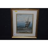 A watercolour, by William Thomas Nichols Boyce - ship on the sea, signed and dated 1908.