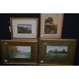 A watercolour, by R. Ventress - farm scene, signed; a watercolour, by S.R.