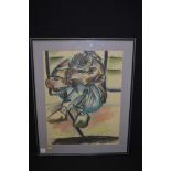 A pastel drawing, by L.J. Haslam - study of a seated figure, signed.