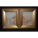 Watercolours by A.H. Findley - "Crossgate Durham" and "Framwellgate Durham", signed (a pair).