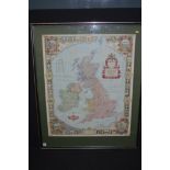 A colour lithograph - "The British Isles: England, Scotland, Ireland and Wales",