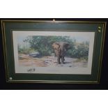 A limited edition colour print, by David Shepherd - "Tembo Mzee", signed and numbered 444/850.