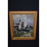 An oil painting - a dock in Cleveland, signed "Craigmoore" and dated '54.