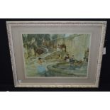A chromolithograph, by Sir William Russell Flint - depicting bathers,