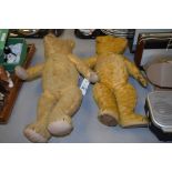Two early/mid 20th Century jointed teddy bears with glass eyes.